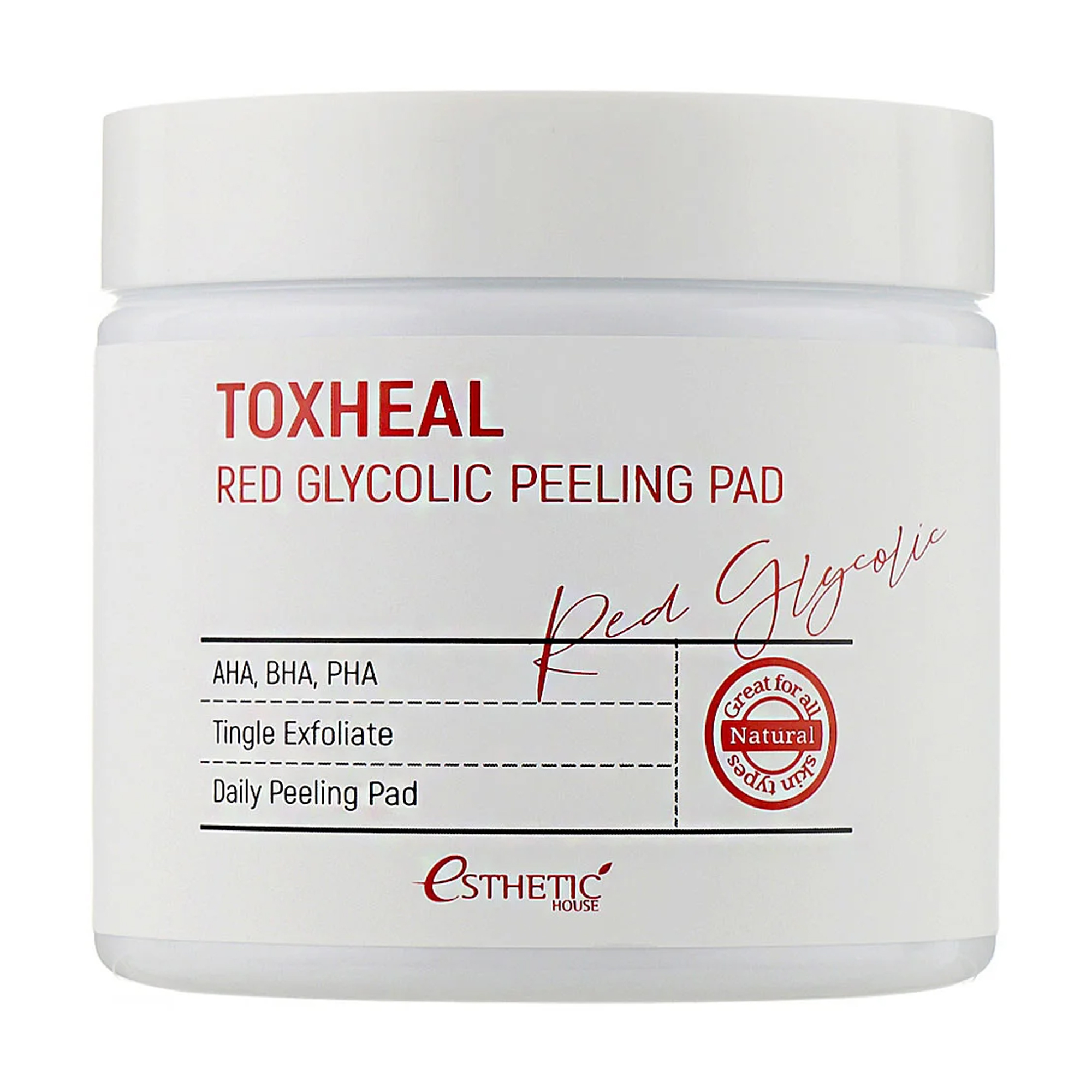 Очищувальні пілінг-диски для обличчя Esthetic House Toxheal Red Glycolic Peeling Pad, 100 шт