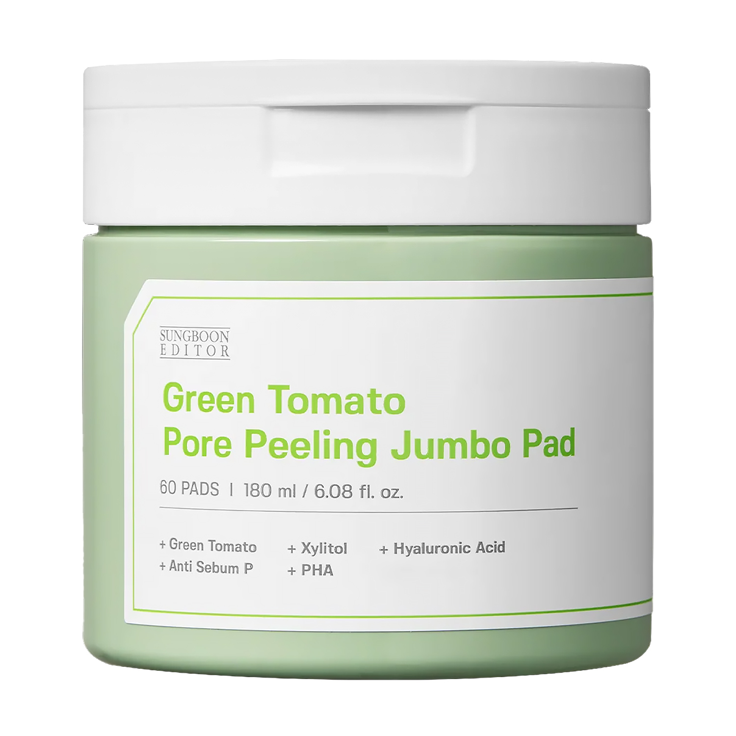 Пілінг-пади для обличчя Sungboon Editor Green Tomato Pore Peeling Jumbo Pad, 180 мл, 60 шт