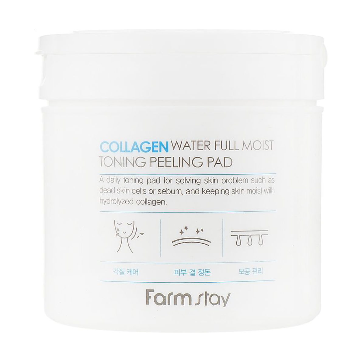 Тонізувальні пілінг-пади для обличчя FarmStay Collagen Water Full Moist Toning Peeling Pad з колагеном, 70 шт