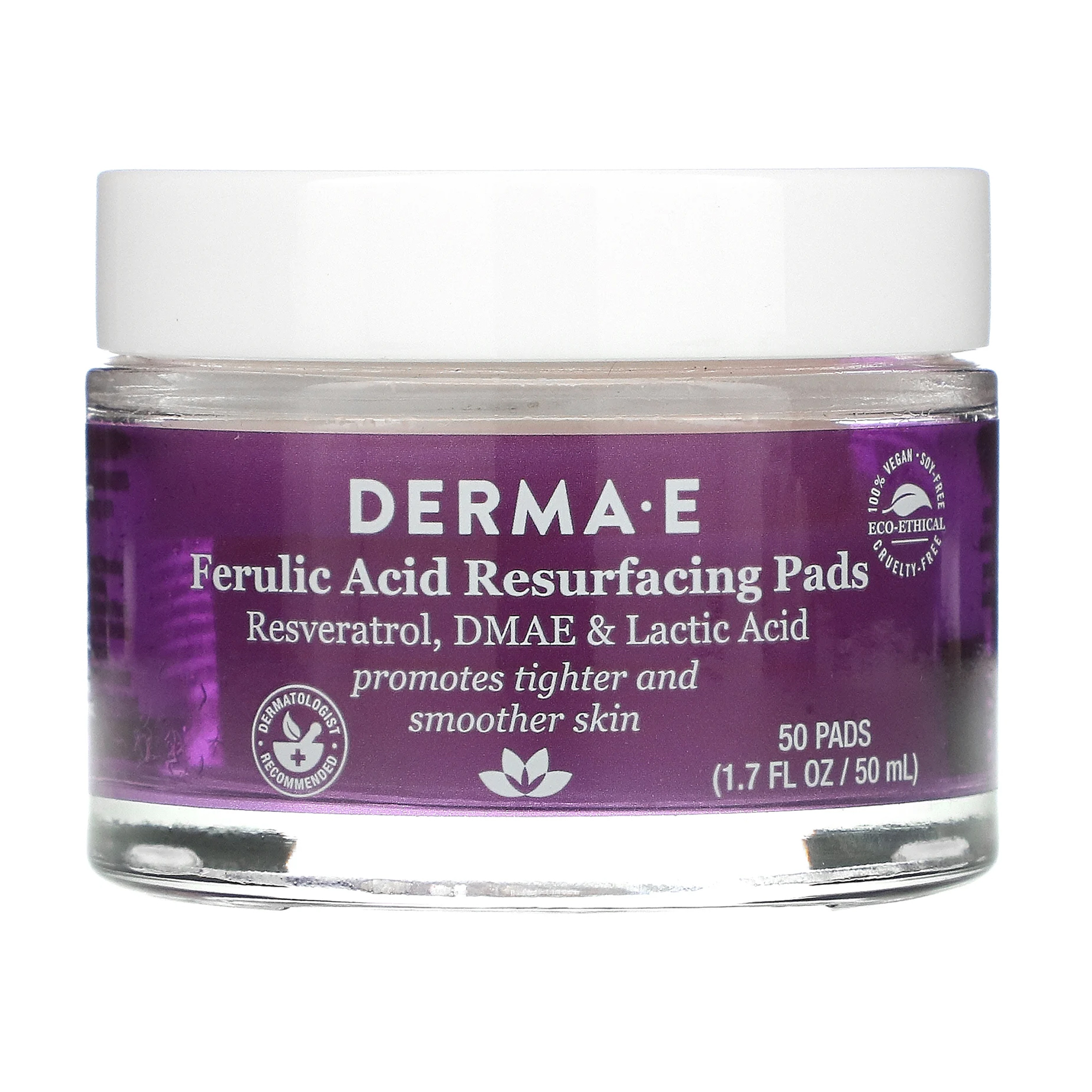 Відлущувальні пілінг-пади для обличчя Derma E Ferulic Acid Resurfacing Pads для пружності та гладкості шкіри, 50 шт